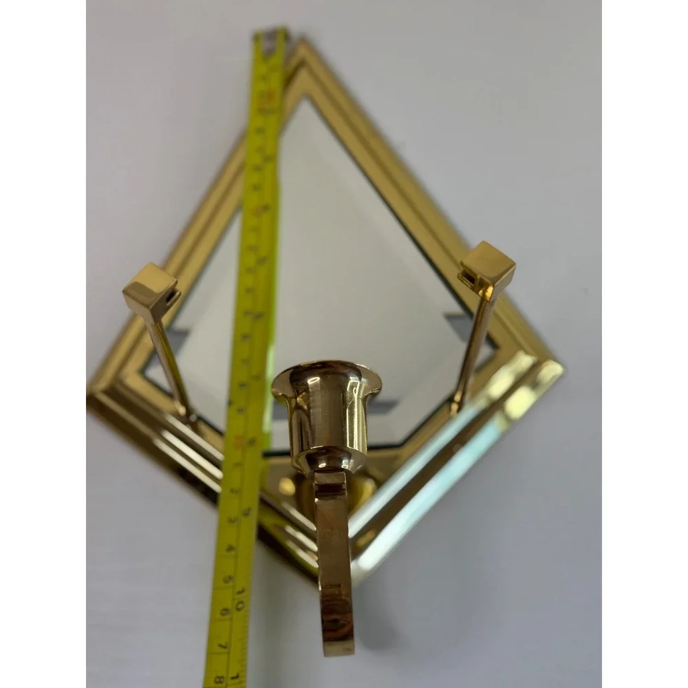 Vintage PartyLite Infinity Brass Mirrored Wall Candle Sconce